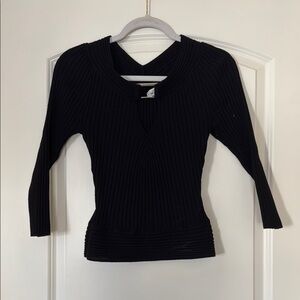 Black Ribbed Knit Sweater